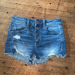 American Eagle hi-rise cutoff distressed size 2 denim shortie short